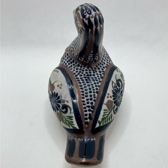 Tonala Bird Handmade in Mexico, Quail, Enamelled Paint Finish Dark Blue & Brown - Picture 3 of 7